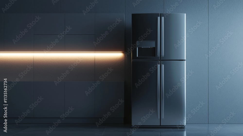 Sleek Modern Refrigerator in a Minimalist Kitchen Sleek Modern Refrigerator in a Minimalist Kitchen
