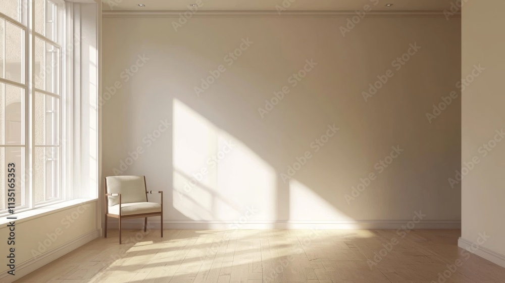 Fototapeta premium Empty Room with Sunlight and Shadow: A Minimalist Interior Design