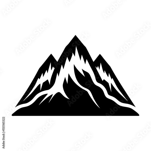 Horizontal range rock mountain black silhouette vector icon design