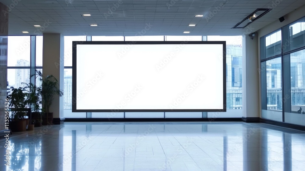 Modern Office Lobby with Empty Billboard - A Stunning Architectural Interior