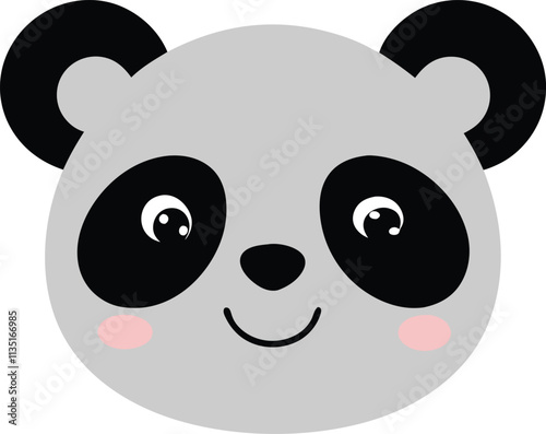 a cute panda face in flat vector style featuring 