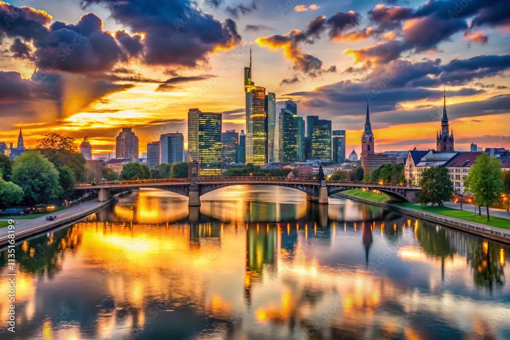 Stunning Candid Photography of Frankfurt am Main Skyline Showcasing Iconic Skyscrapers and Urban Beauty in Hessen, Germany During Golden Hour with Vibrant City Lights Stunning Candid Photography of Frankfurt am Main Skyline Showcasing Iconic Skyscrapers and Urban Beauty in Hessen, Germany During Golden Hour with Vibrant City Lights