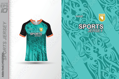 Modern ready-to-print jersey design with dynamic lines and vibrant colors. Perfect for football, basketball, cycling, or sportswear. High-quality, customizable vector file for instant printing.