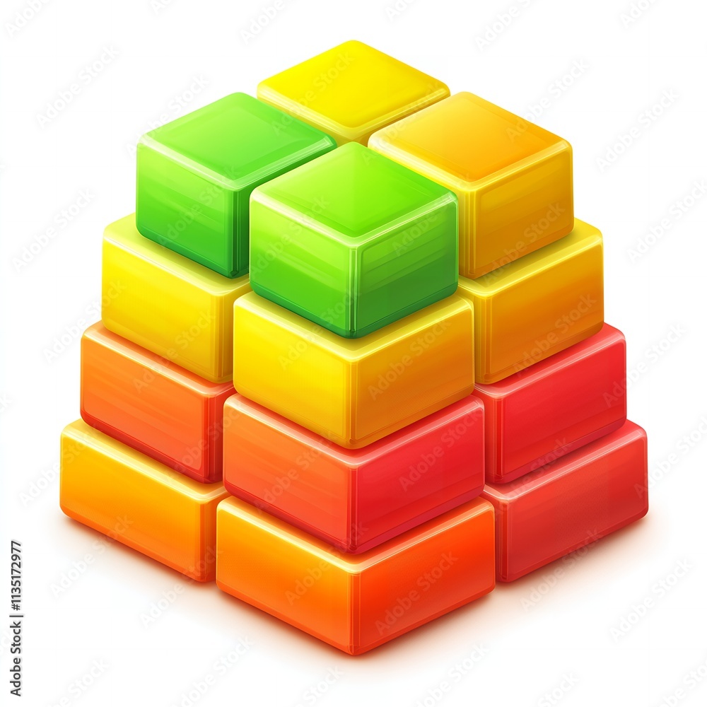 Colorful blocks stacked in a pyramid. Colorful blocks stacked in a pyramid.