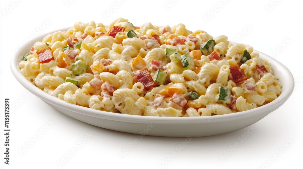 Macaroni salad. macaroni, vegetables and bacon with mayonnaise Macaroni salad. macaroni, vegetables and bacon with mayonnaise