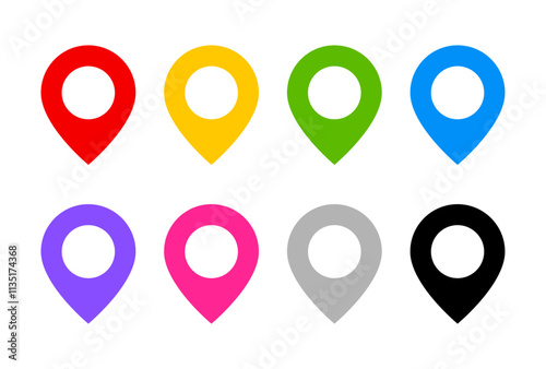 Colorful location pin icon set