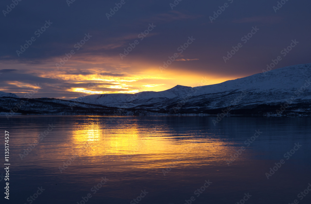 Winter sunset in Tromso, Norway Winter sunset in Tromso, Norway