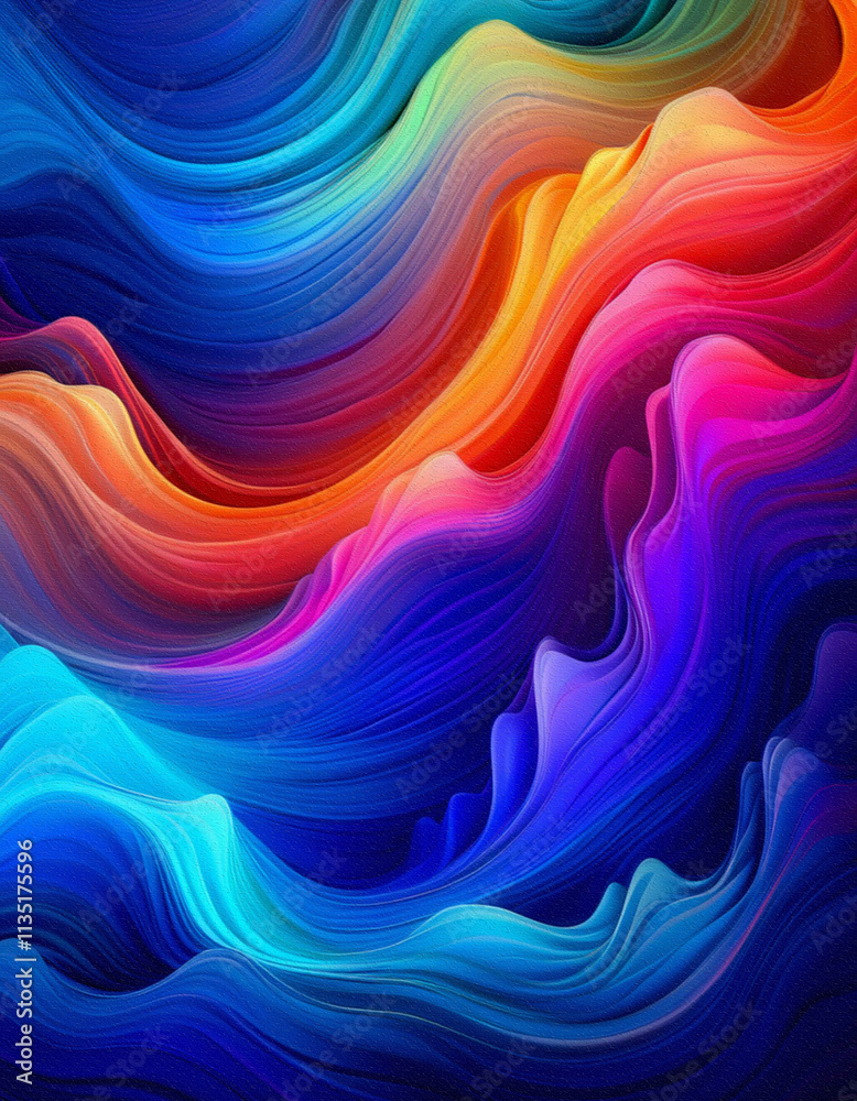 Fototapeta premium Abstract colorful 3d wave background with light texture effect on it, AI Generated
