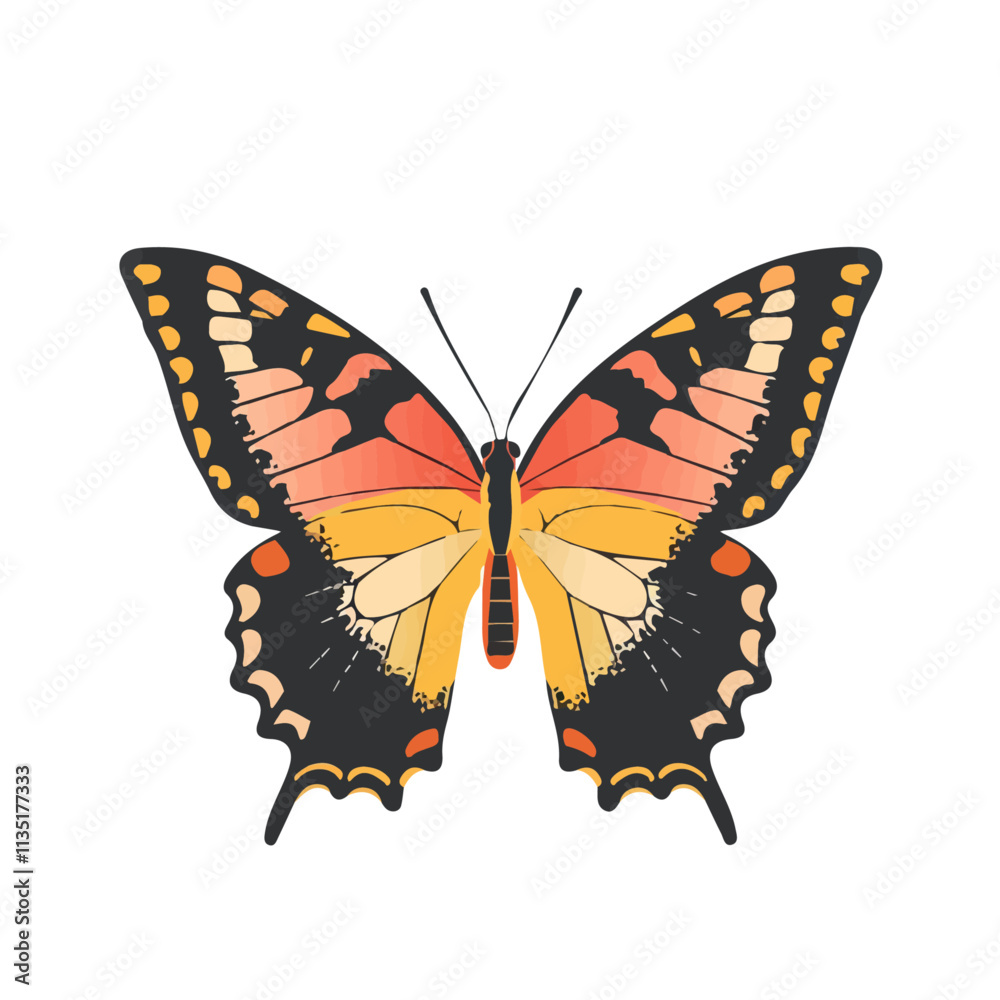 Flat vector butterfly, isolated on a white background.
Flat vector butterfly, isolated on a white background.