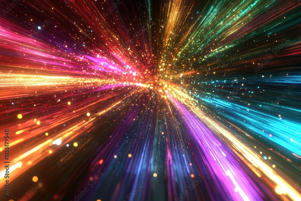Fototapeta premium glittering background, rainbow colors, sparkling particles, dynamic composition