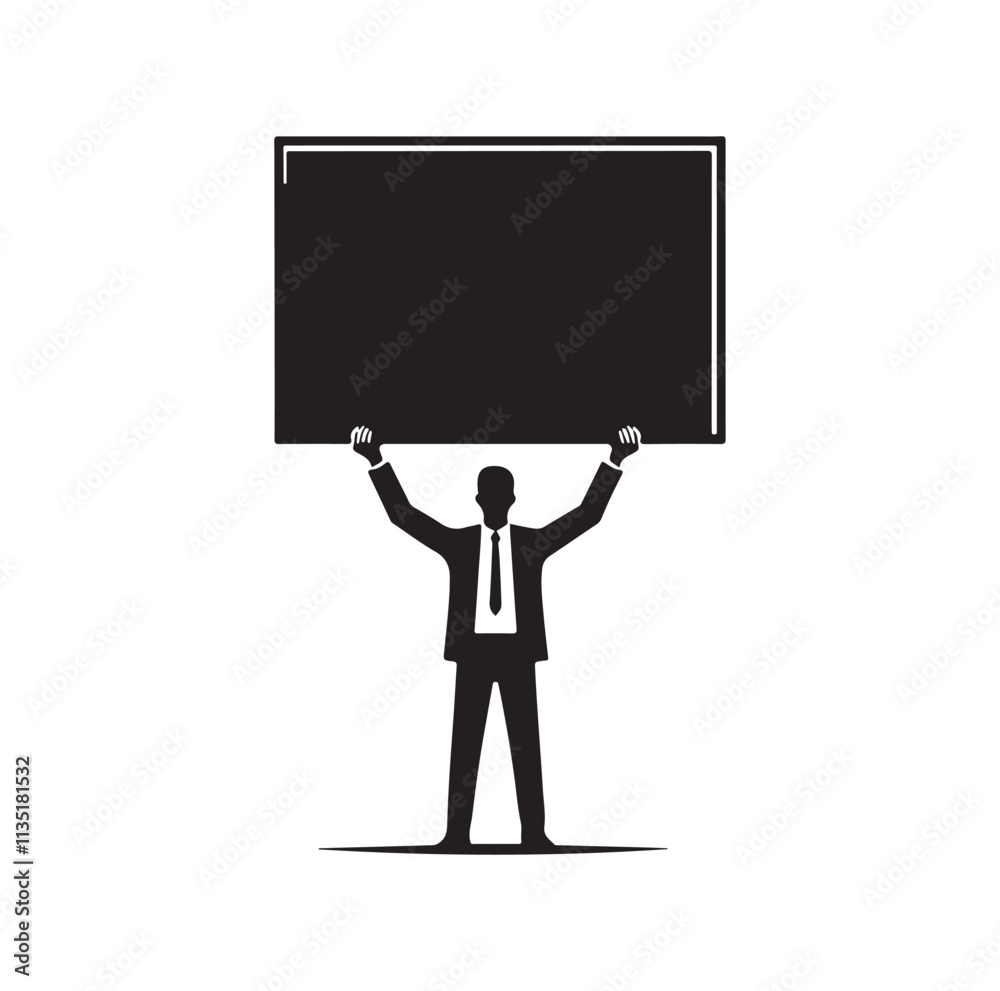 a man holding large empty sign silhouette vector illustration a man holding large empty sign silhouette vector illustration