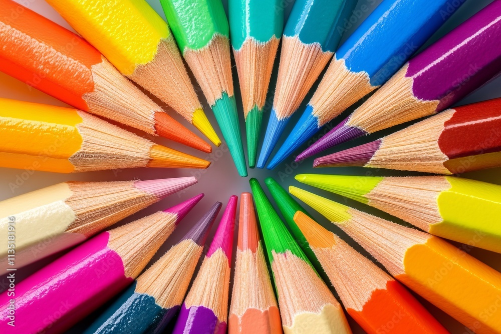 Colorful Pencils on White Background with Copy Space. AI generated illustration Colorful Pencils on White Background with Copy Space. AI generated illustration