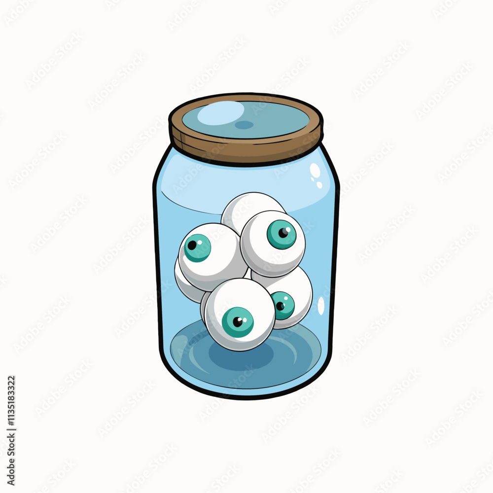 Spooky Halloween glass Jar Eyeballs Isolated object on a white background Spooky Halloween glass Jar Eyeballs Isolated object on a white background