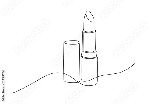 Continuous One-Line Drawing of a Lipstick - Minimalist Beauty Art