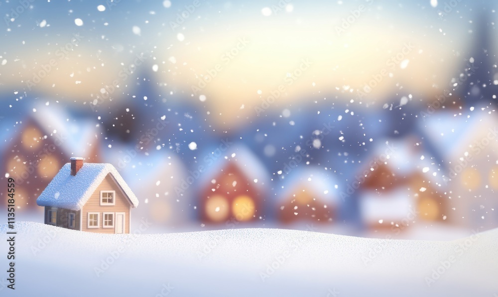 Snowy Village at Dusk