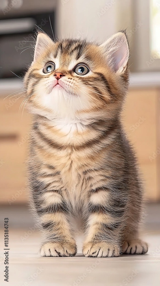 A cute kitten looking up, showcasing its playful and curious nature. A cute kitten looking up, showcasing its playful and curious nature.
