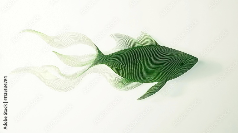 Obraz premium Abstract Green Fish Illustration