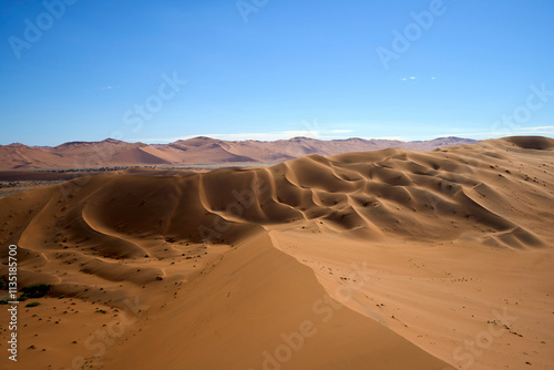 Views of the nearby dunes seen while on a trek to Big Daddy in Sossusvlei, Namibia