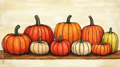 Pumpkin Clipart: Vibrant pumpkin clipart images showcasing pumpkins in various sizes and styles, perfect for Halloween, fall harvest, or autumn-themed designs. photo