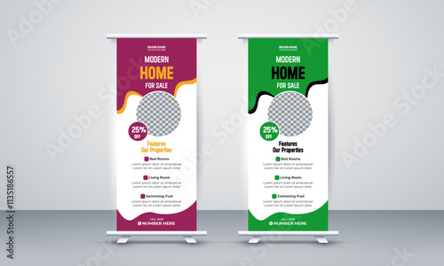 Real estate agency roll up banner design 