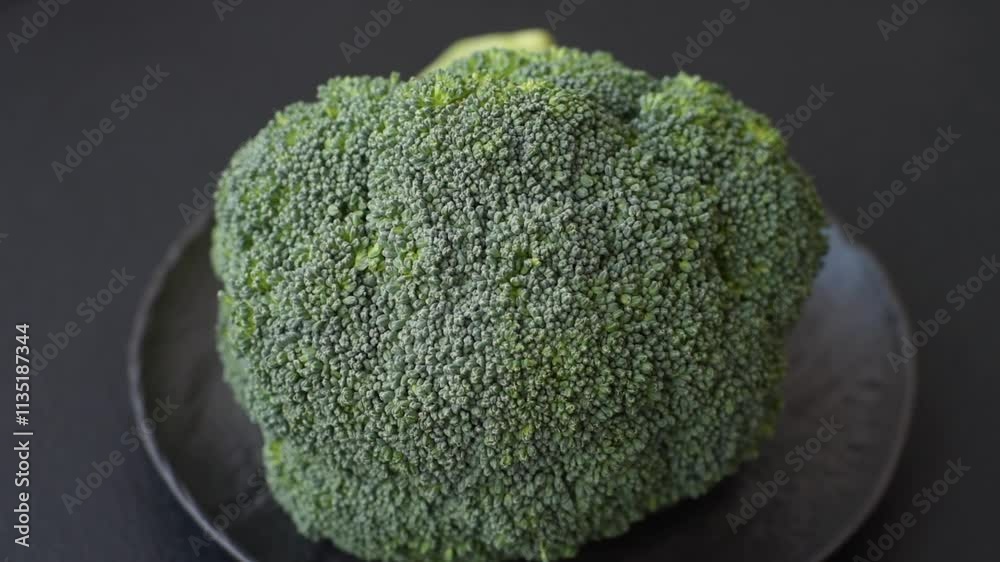 A sprig of raw green broccoli as an ingredient for a healthy vegetarian or vegan meal A sprig of raw green broccoli as an ingredient for a healthy vegetarian or vegan meal