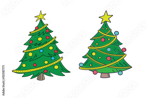 A beautifully decorated Christmas tree with twinkling lights, colorful ornaments, and a star on top, capturing the festive spirit of the holiday season.