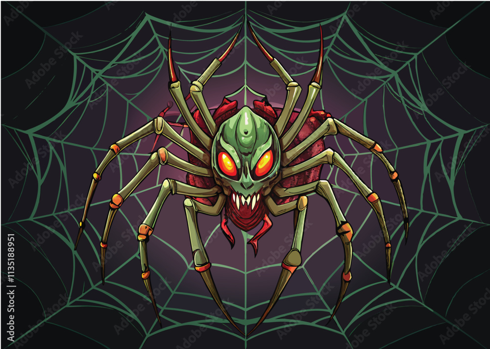 Halloween monochrome spider web and spiders isolated on white background.