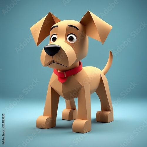3d dog with the blue background 