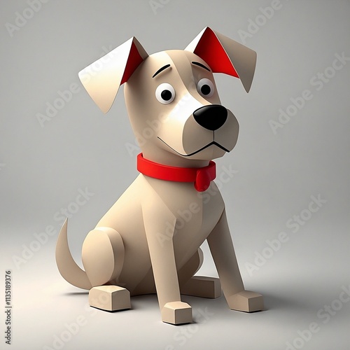 3d white dog made with paper