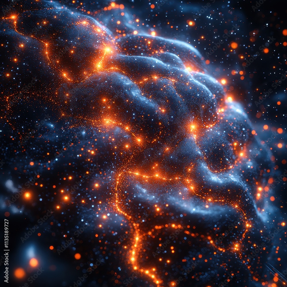 Luminous Abstract Nebula with Glowing Orange Trails and Celestial Dust Luminous Abstract Nebula with Glowing Orange Trails and Celestial Dust