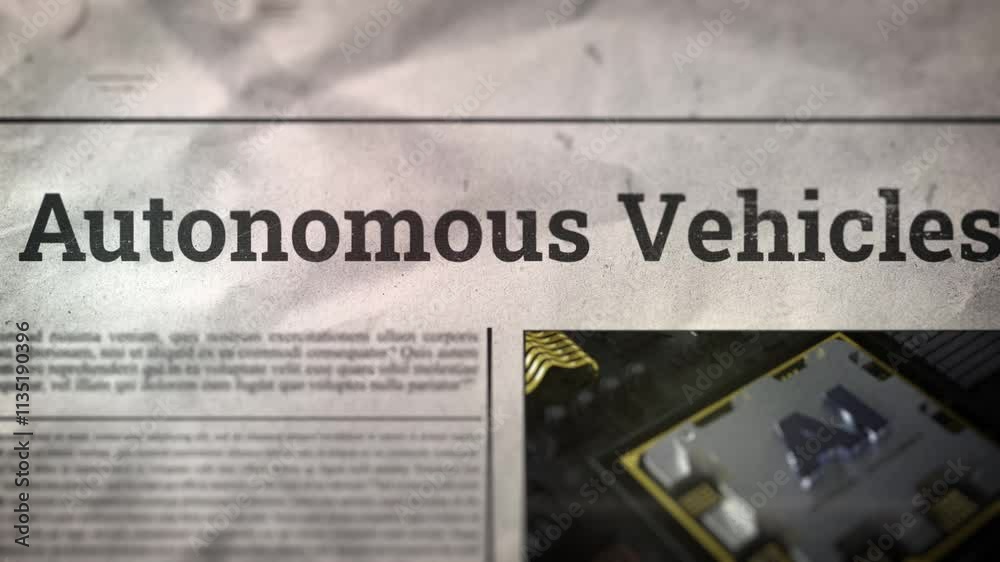Autonomous Vehicles Title on Digital Newspaper Autonomous Vehicles Title on Digital Newspaper