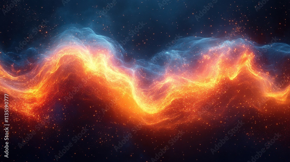 Abstract Cosmic Nebula with Glowing Particles and Swirling Energy Abstract Cosmic Nebula with Glowing Particles and Swirling Energy