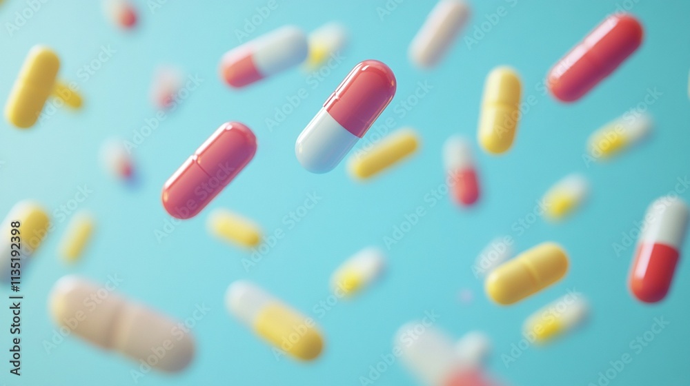Colorful Medicine Tablets and Antibiotic Pills Arranged Aesthetically for Use in Health and Wellness Applications Colorful Medicine Tablets and Antibiotic Pills Arranged Aesthetically for Use in Health and Wellness Applications