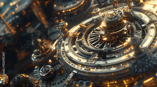 Wallpaper Mural Intricate steampunk clockwork gears: a glimpse into mechanical artistry. Timeless. Illustration Torontodigital.ca