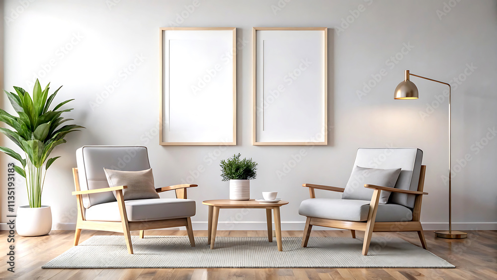 Sofa and armchairs in room with fireplace and arch ceiling. Mediterranean, minimalist interior design of modern living room. Sofa and armchairs in room with fireplace and arch ceiling. Mediterranean, minimalist interior design of modern living room.