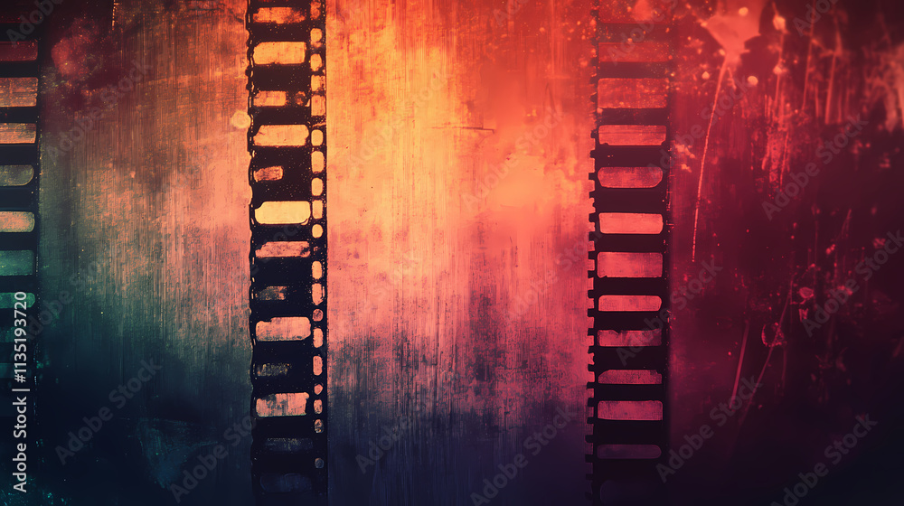 Obraz premium Retro film background overlay with dust, scratch, light leaks. Timeless. Illustration