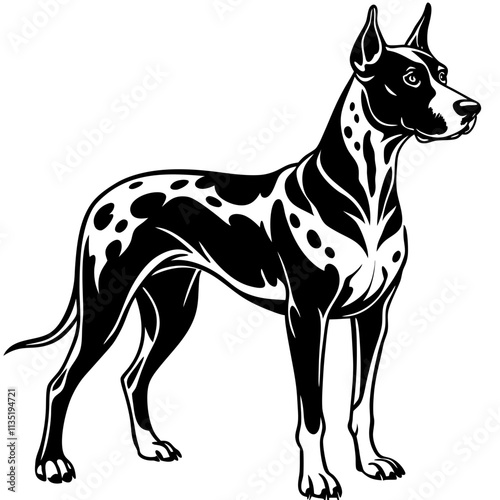 great dane dog black silhouette vector with white background