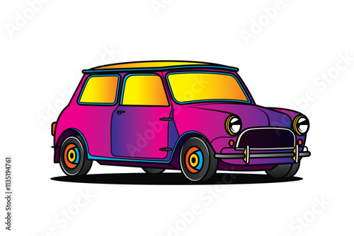 Racing retro car. Original vector illustration in vintage style.