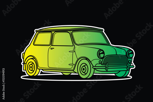 Racing retro car. Original vector illustration in vintage style.