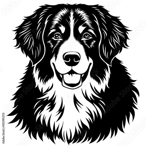 Bernese mountain dog black silhouette vector with white background