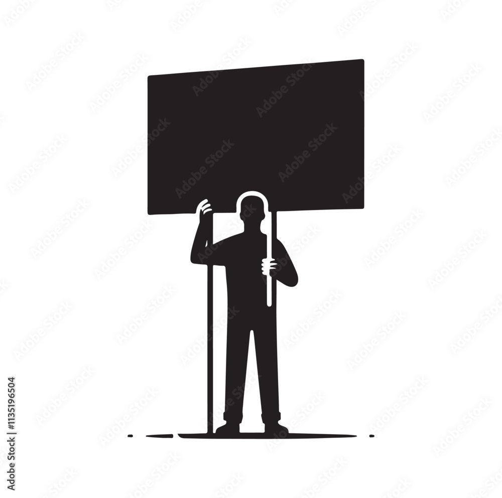 a man holding large empty sign silhouette vector illustration a man holding large empty sign silhouette vector illustration