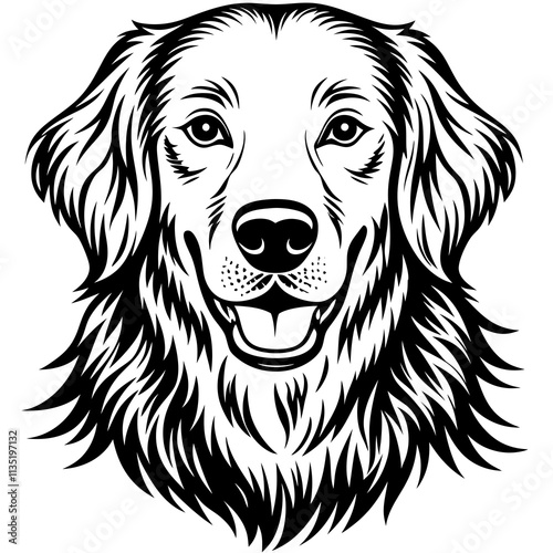 golden retriever dog black silhouette vector with white background