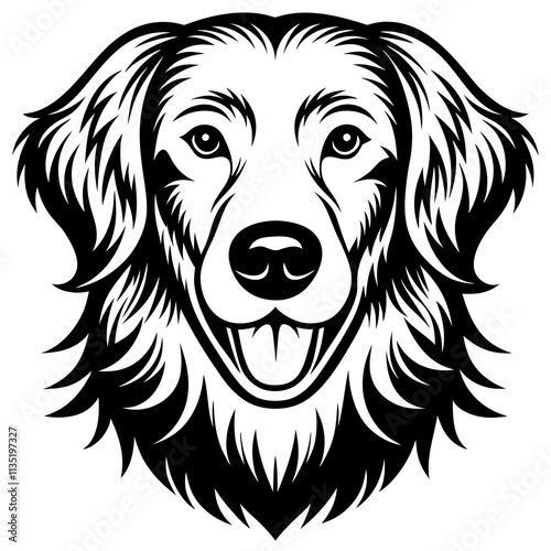  golden retriever dog black silhouette vector with white background