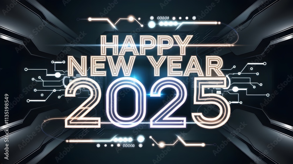 Fototapeta premium mechanical Happy new year 2025 