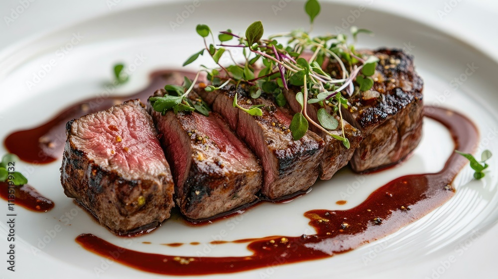 Sliced Grilled Beef Steak with Red Wine Reduction Sliced Grilled Beef Steak with Red Wine Reduction