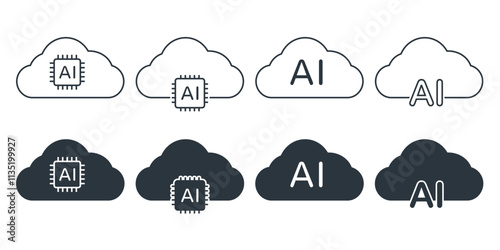 Cloud AI icon. Illustration vector