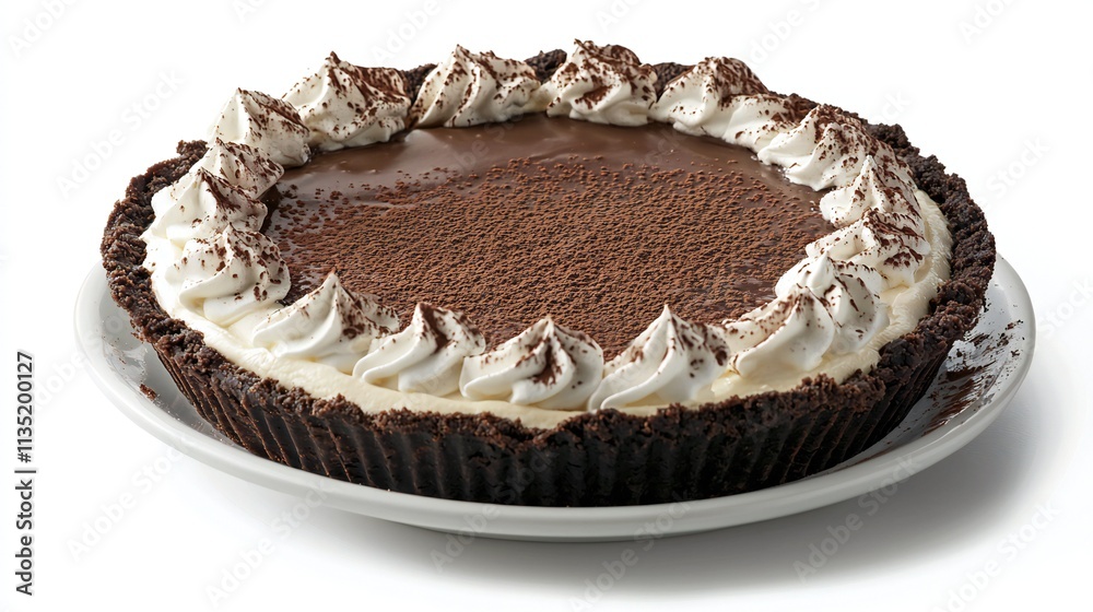 Delicious Chocolate Cream Pie Dessert Whipped Cream Cocoa Powder Delicious Chocolate Cream Pie Dessert Whipped Cream Cocoa Powder