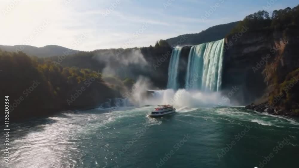 A stunning landscape featuring cascading waterfalls surrounded by lush greenery and a serene atmosphere under a partially cloudy sky videos.