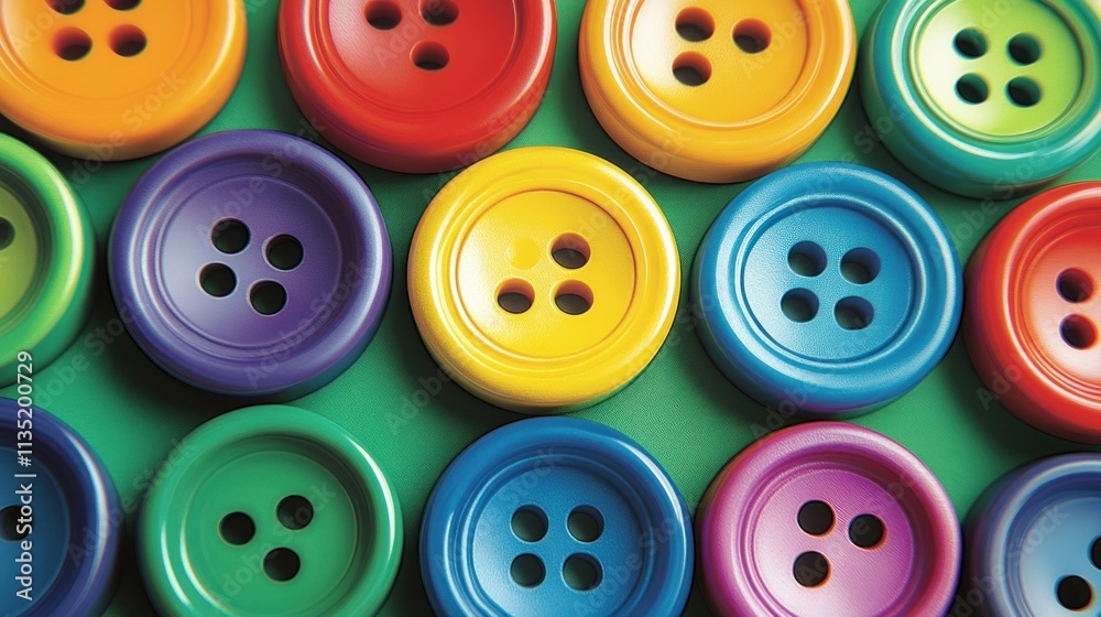 Colorful buttons arranged on green background. Colorful buttons arranged on green background.