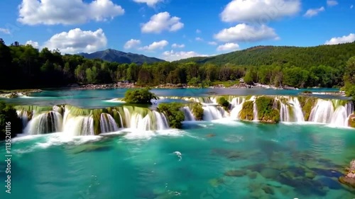 small waterfall on a stream flowing out of Lake videos, Laghi di Fusine in the Julian Alps in Italy video